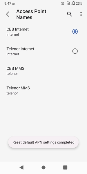 Your phone will reset to default Internet and MMS settings