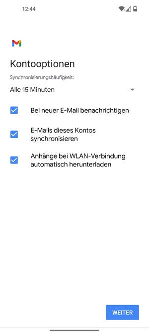 Wählen Sie WEITER