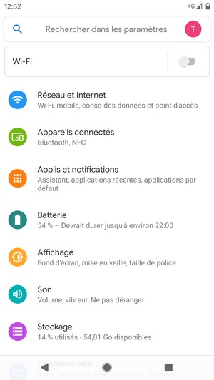 Sélectionnez Réseau et Internet