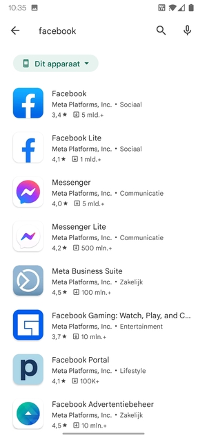 Selecteer de app
