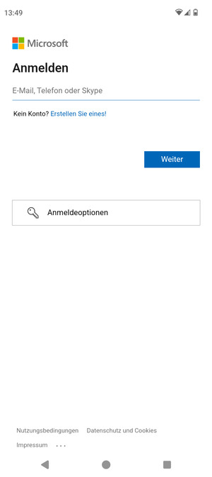 Geben Sie Ihre E-Mail-Adresse ein und wählen Sie Weiter