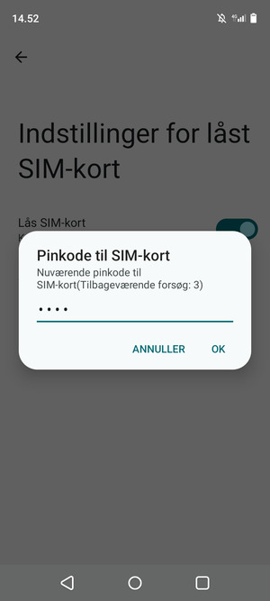 Indtast Nuværende PIN-kode til SIM-kort og vælg OK