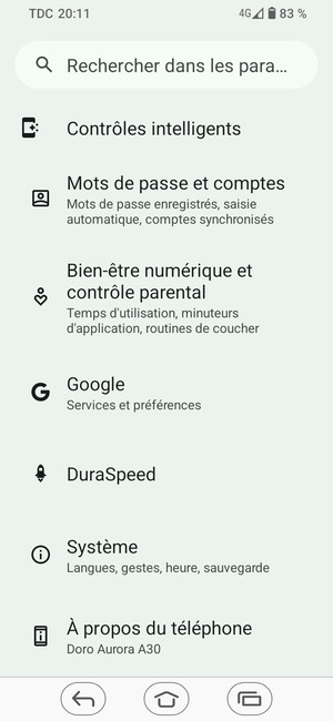 Faites défiler et sélectionnez Système