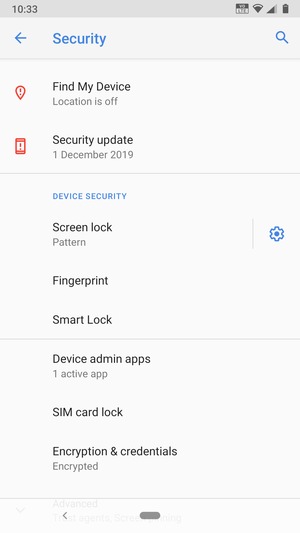 To change the PIN for the SIM card, scroll to and select SIM card lock