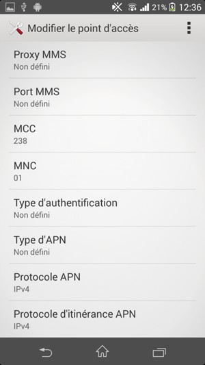 Faites défiler vers le bas et saisissez les informations MMS