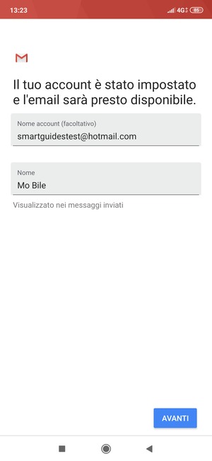 Scegli un nome per il tuo account e inserisci il tuo nome. Seleziona AVANTI