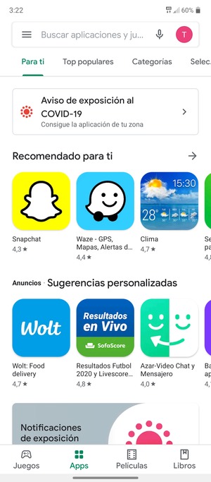 Seleccione la barra de Búsqueda