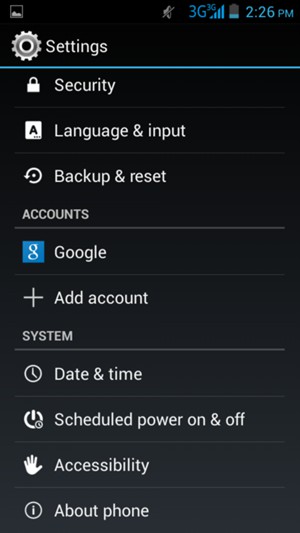 Scroll to and select Google