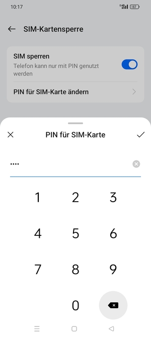 Geben Sie Aktuelle PIN für die SIM-Karte ein und wählen Sie OK