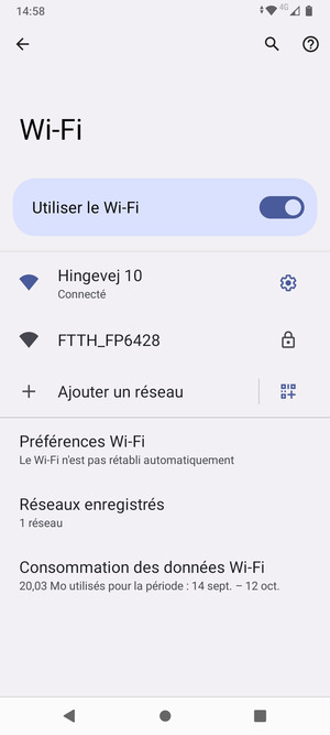 Vous êtes maintenant connecté au réseau Wi-Fi