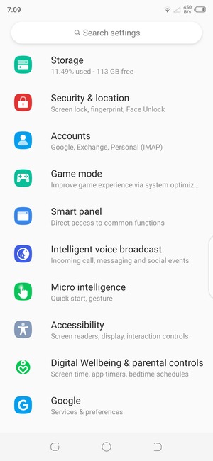 Scroll to and select Security & location
