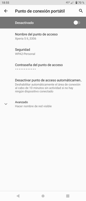 Seleccione Contraseña del punto de acceso