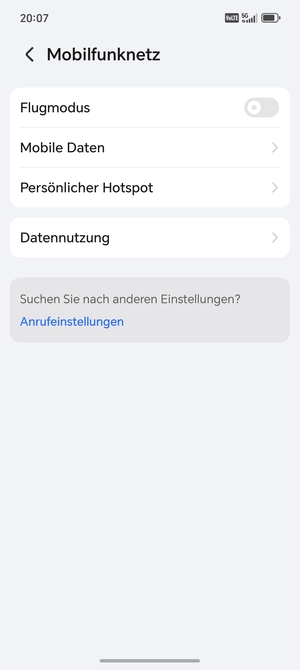 Wählen Sie Mobile Daten