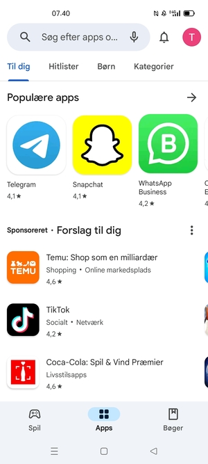 Vælg søgefeltet