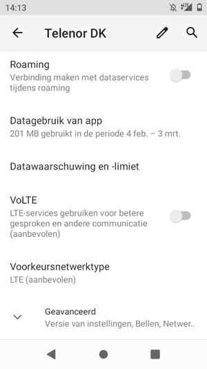 Om van netwerk te wisselen in geval van netwerkproblemen, selecteert u Geavanceerd