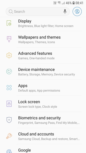 Scroll to and select Biometrics and security