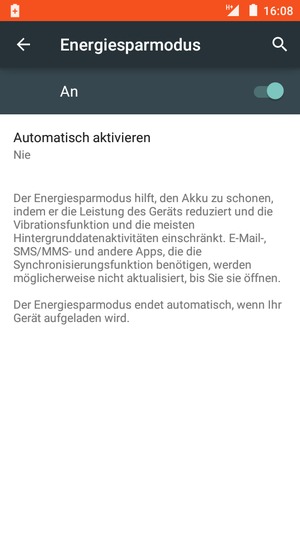 Schalten Sie Energiesparmodus ein