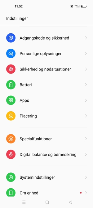 Scroll til og vælg Adgangskode og sikkerhed