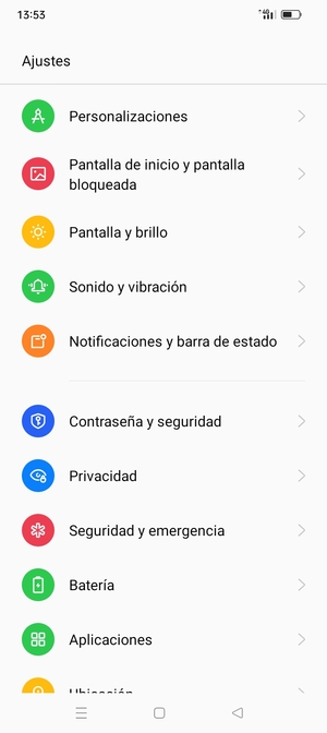 Desplácese y seleccione Contraseña y seguridad