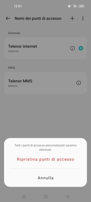 Seleziona Ripristina punti di accesso