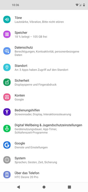 Scrollen Sie und wählen Sie System