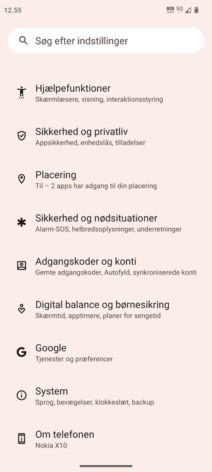 Scroll til og vælg System