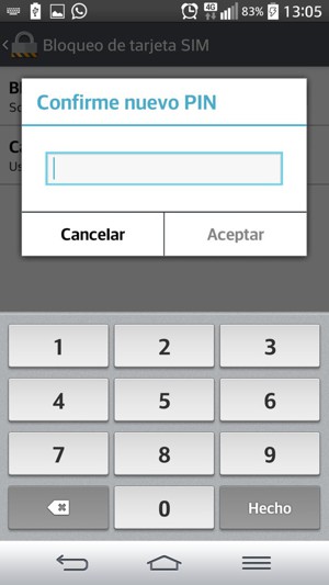 Confirme su nuevo PIN y seleccione Aceptar