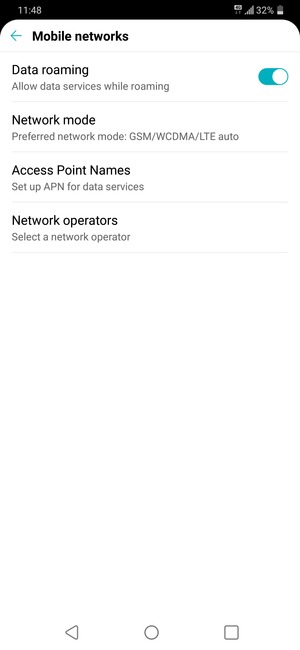 Turn Data roaming on or off
