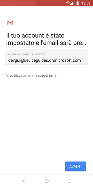 Scegli un nome per il tuo account e seleziona AVANTI
