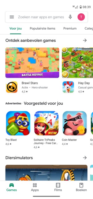Selecteer de zoekbalk