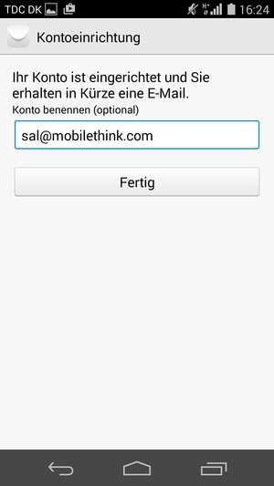 Geben Sie Ihrem Konto einen Namen und wählen Sie Fertig