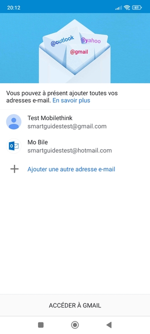 Sélectionnez ACCÉDER À GMAIL