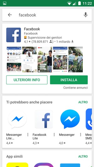 Seleziona l'applicazione
