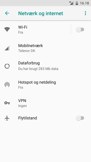 Vælg Mobilnetværk