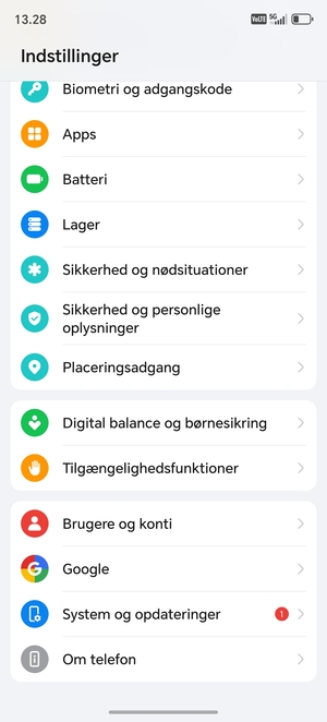 Scroll til og vælg Brugere og konti
