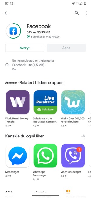 Vent til installasjonen er ferdig