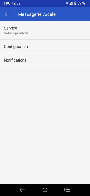 Si votre messagerie vocale n'est pas configurée, sélectionnez Configuration