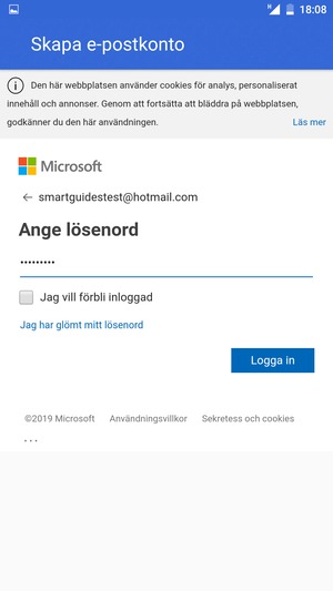 Ange ditt lösenord och välj Logga in