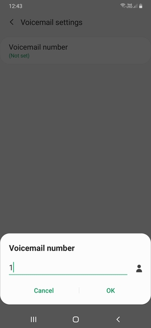 Enter the Voicemail number and select OK