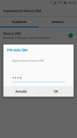 Conferma il nuovo PIN e seleziona OK