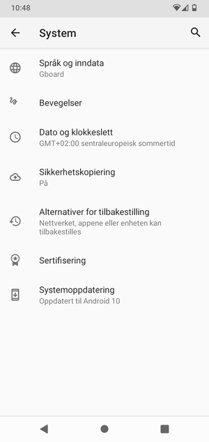 Velg Systemoppdatering