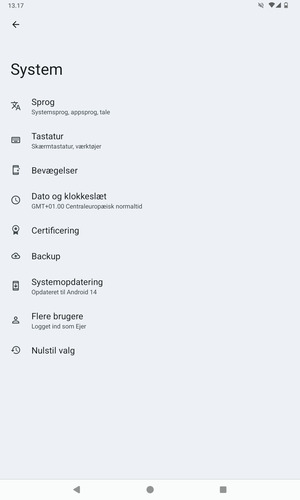 Vælg Systemopdatering