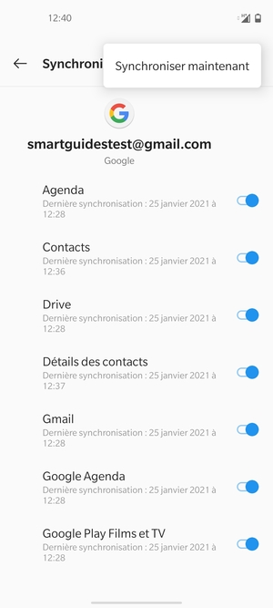 Sélectionnez Synchroniser maintenant