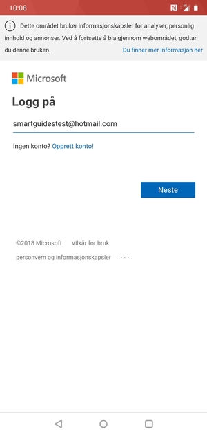 Skriv inn e-postadresse og velg Neste