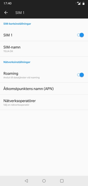 Slå på eller stäng av Roaming
