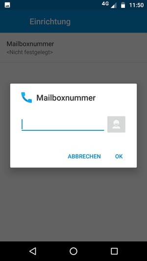 Geben Sie die Mailboxnummer ein und wählen Sie OK