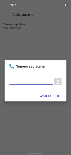 Inserisci Numero segreteria e seleziona OK