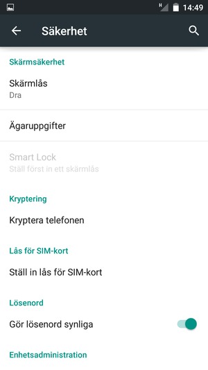 Välj Ställ in lås för SIM-kort