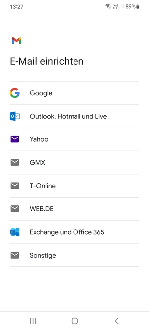 Wählen Sie Exchange und Office 365