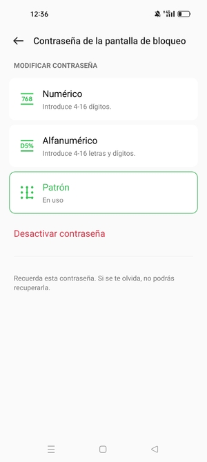 El teléfono ha sido asegurado con un bloqueo de pantalla